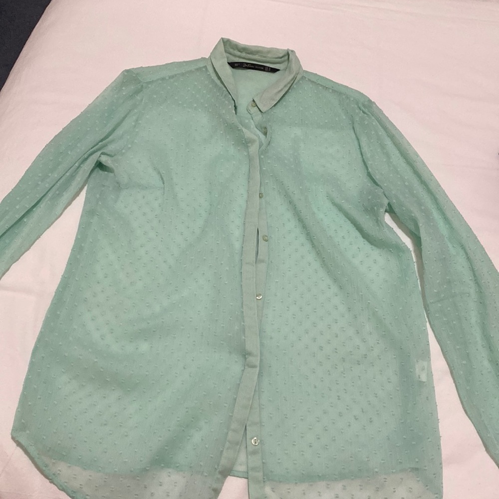 ZARA, teal color blouse, Medium